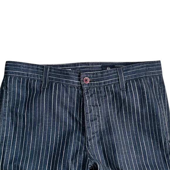 AG Adriano Goldschmied Men's Size 32 Payton Drawstring Cropped Stripe Blue Pants - Picture 3 of 9